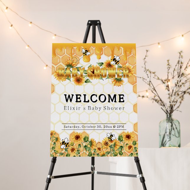 Gold Sunflower Honeycomb Honeybee Baby Shower Foam Board (In Situ (Stand))