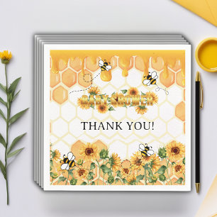 Gold Sunflower Honeycomb Honeybee Baby Shower Napkins