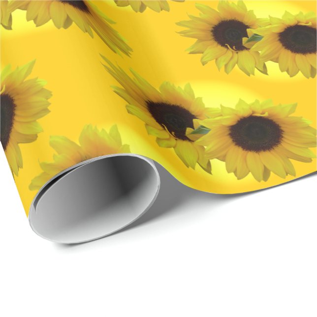 Gold Sunflower Wrapping Paper Yellow Flower Paper (Roll Corner)