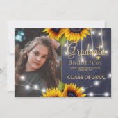 Gold sunflowers chalkboard graduation announcement (Front)