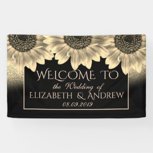 Gold ,Sunflowers, Glitter   Wedding Banner