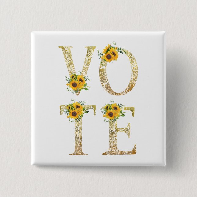 Gold Sunflowers Vote Button (Front)