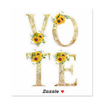 Gold Sunflowers Vote Sticker