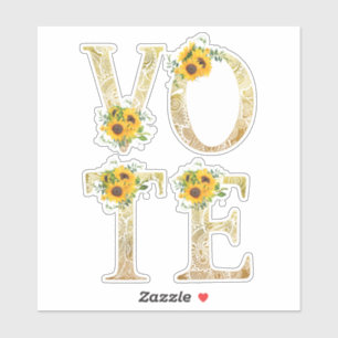 Gold Sunflowers Vote Sticker