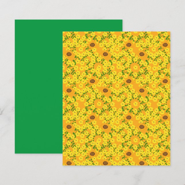 Gold Sunflowers Yellow Daisies Scrapbook Paper (Front/Back)