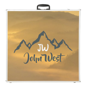 Gold sunrise personalizable mountains monogram beer pong table