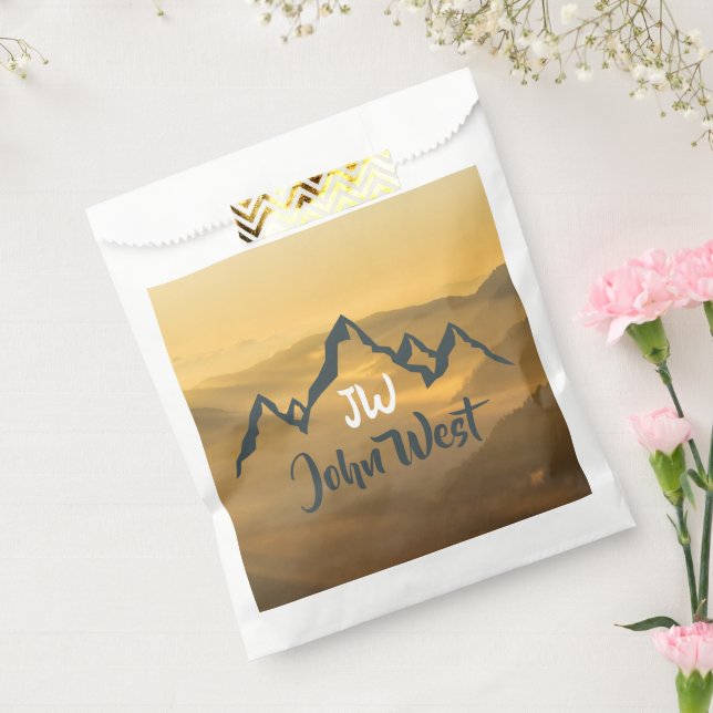 Gold sunrise personalizable mountains monogram favor bag (Sealed)