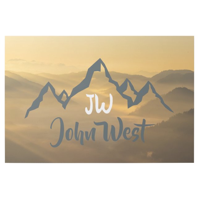 Gold sunrise personalizable mountains monogram gallery wrap (Front)
