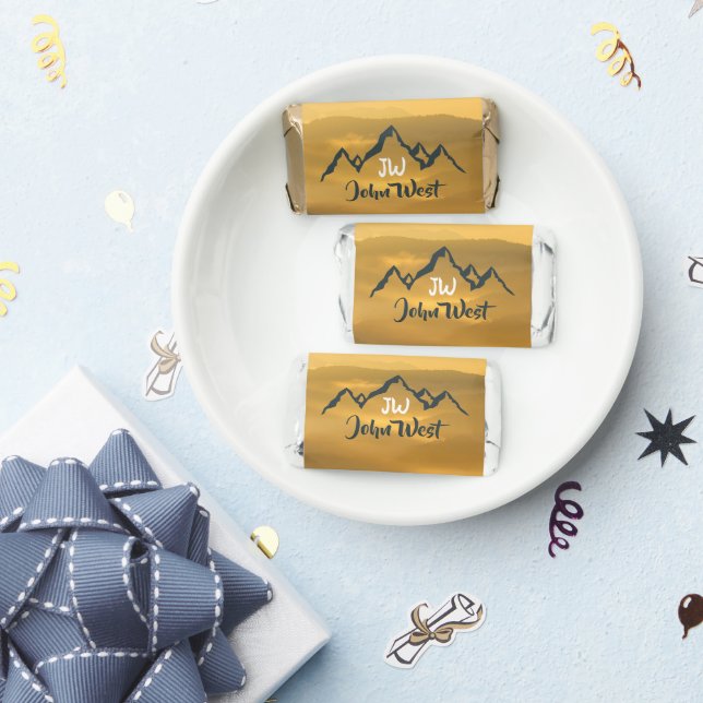 Gold sunrise personalizable mountains monogram hershey's miniatures (Party)