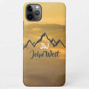Gold sunrise personalizable mountains monogram iPhone 11Pro max case