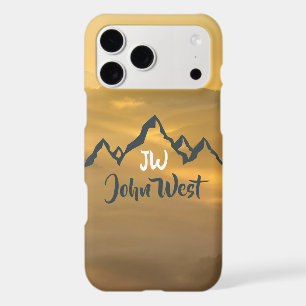 Gold sunrise personalizable mountains monogram iPhone 17 pro max case