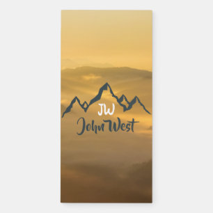 Gold sunrise personalizable mountains monogram magnetic notepad