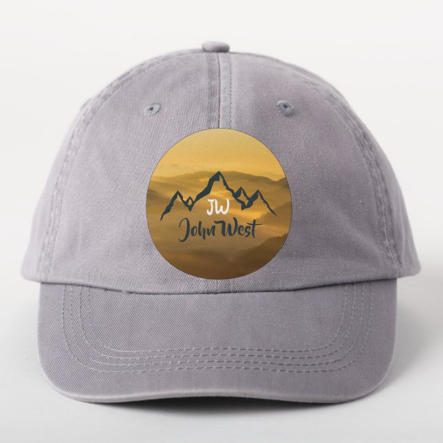 Gold sunrise personalizable mountains monogram patch (On Headwear)