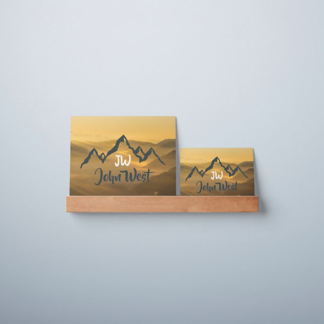 Gold sunrise personalizable mountains monogram picture ledge (Wall)
