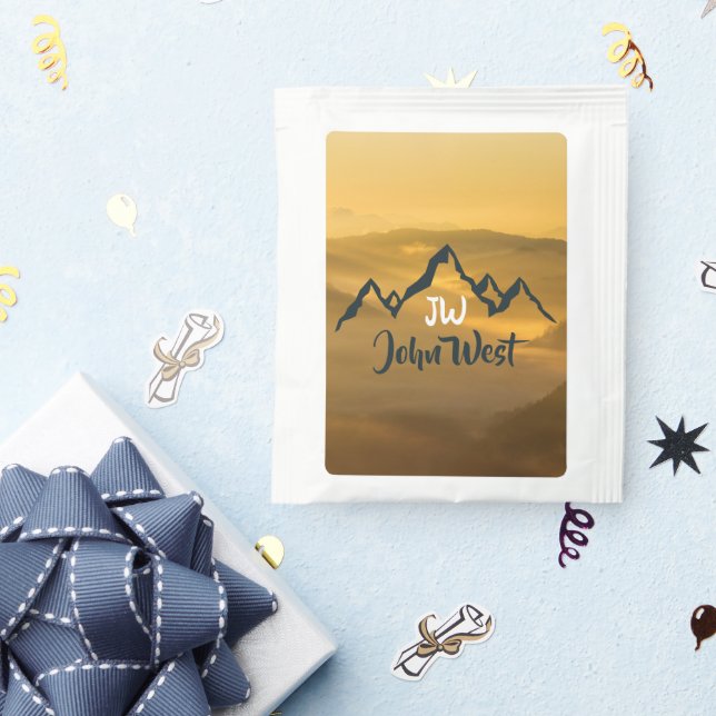 Gold sunrise personalizable mountains monogram tea bag drink mix (Packets)