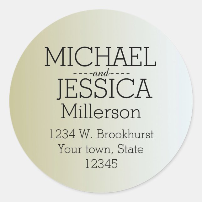 Gold Sunrise Personalized address Classic Round Sticker (Front)