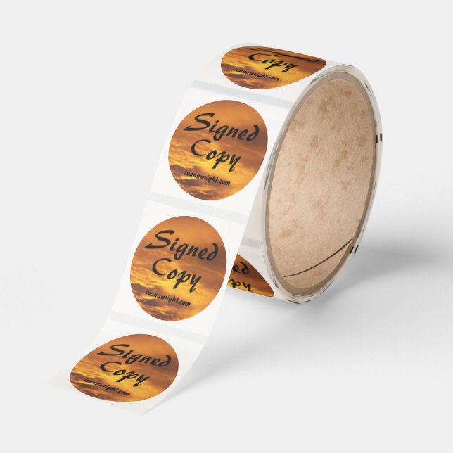 Gold Sunrise Photo Signed Copy with URL Classic Round Sticker (Roll)