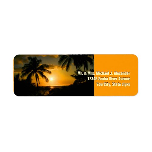 Gold Sunset at Tropical Beach Label