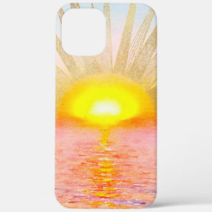 Gold Sunset Sun Mandala Watercolor Sea iPhone 12 Pro Max Case