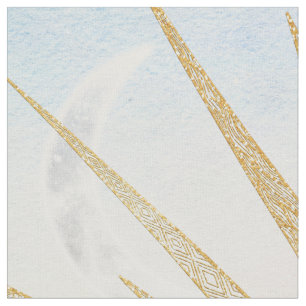 Gold Sunset Sun Mandala Watercolor Sea Fabric