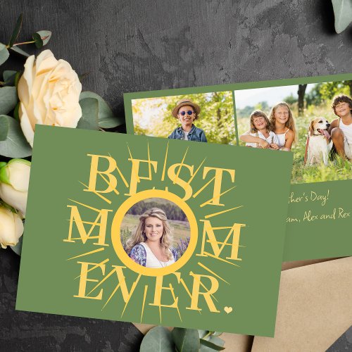 Gold sunshine mom multi photo Mothers Day card