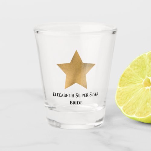 Gold  Super Star Bride Wedding Bachelorette Party Shot Glass