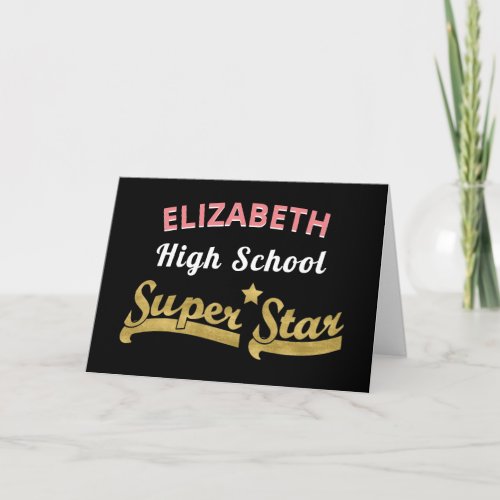 Gold Super Star Graduation Card