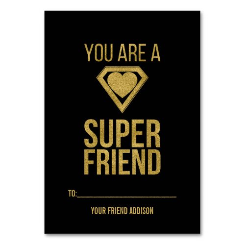 Gold Superhero Friend Classroom Valentine Card