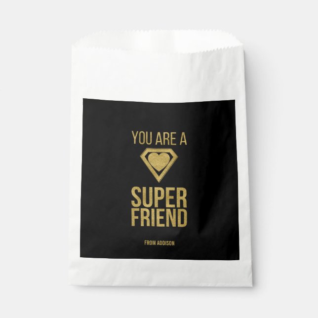 Gold Superhero Friend Valentine Favor Bag (Front)