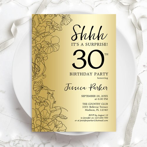 Gold Surprise 30th Birthday Invitation