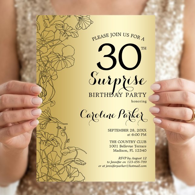 Gold Surprise 30th Birthday Party Invitation (Creator Uploaded)