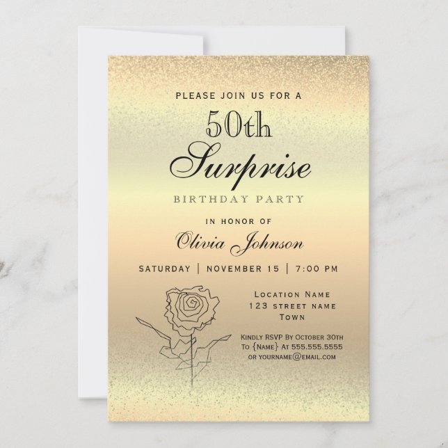 Gold Surprise 50th Birthday Invitation (Front)