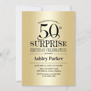 Gold Surprise 50th Birthday Party Invitation