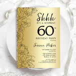 Gold Surprise 60th Birthday Invitation<br><div class="desc">Gold Surprise 60th Birthday Party Invitation. Glam feminine design featuring botanical accents and typography script font. Simple floral invite card perfect for a stylish female surprise bday celebration. Can be customized to any age. Printed Zazzle invitations or instant download digital printable template.</div>