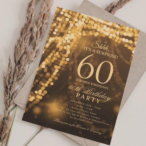 Gold | Surprise 60th Birthday Party  Invitation