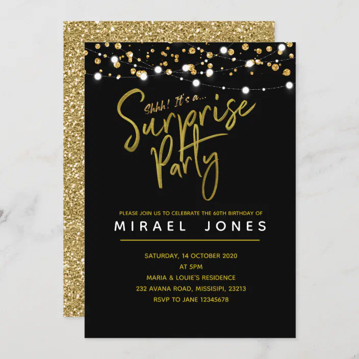 PERSONALISED BIRTHDAY PARTY INVITES Surprise Invitations Lips GOLD Pack of 10 