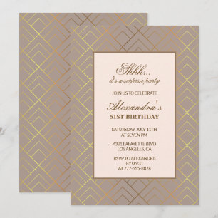 Gold Surprise party 51st birthday invitation