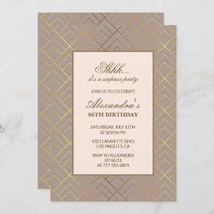 Gold Surprise party 86th birthday invitation