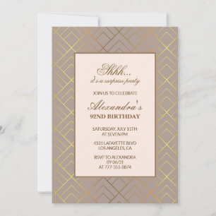 Gold Surprise party 92nd birthday Invitation