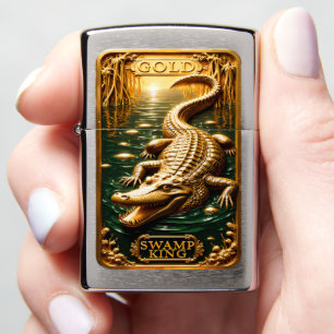 Gold Swamp King Delta Gator Zippo Lighter