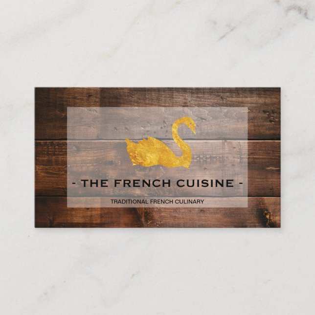 Gold Swan Wood Panel Business Card (Front)