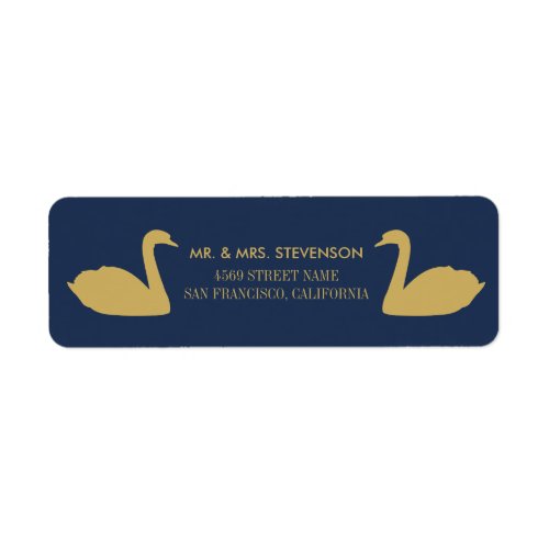 Gold Swans on Blue Background Label