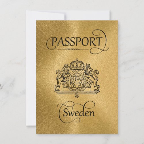 Gold Sweden Passport Save the Date Card
