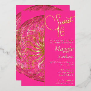 Gold Sweet 16 Invitation Foil Invitation