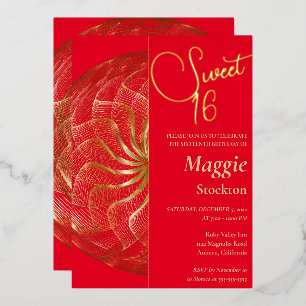 Gold Sweet 16 Invitation Foil Invitation