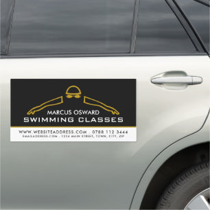 Gold Swimming Icon, Swimming Coach Coach/Classes Car Magnet