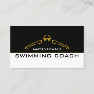 Gold Swimming Icon, Swimming Coach & Lifeguard Business Card