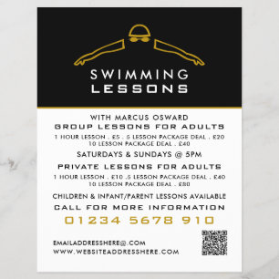 Gold Swimming Icon, Swimming Lesson Advertising Flyer