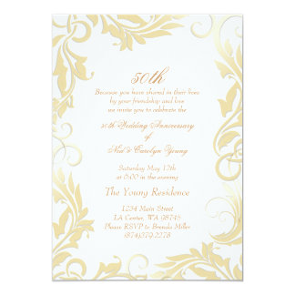Gold Swirl 50th Wedding Anniversary Invitation