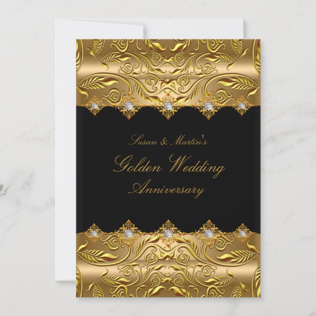 Gold Swirl 50th Wedding Anniversary Invitation (Front)